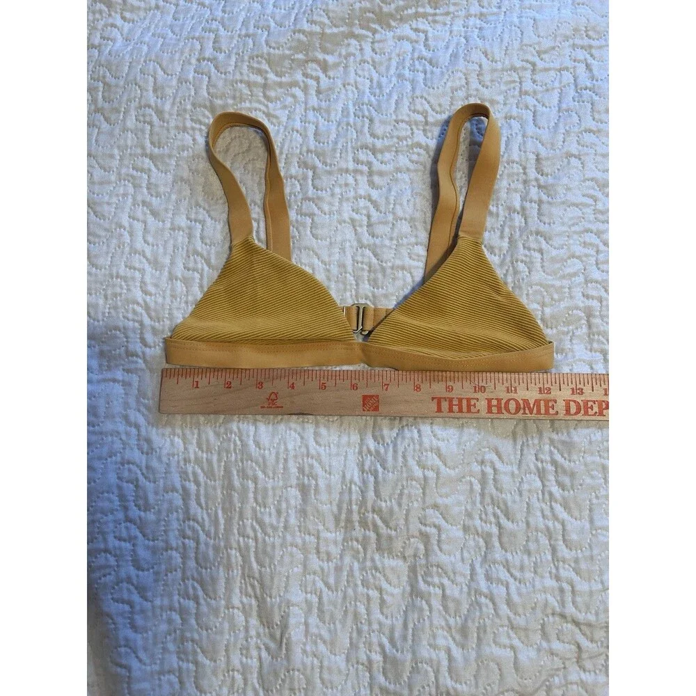 Fred Segal x Vitamin A XS Ribbed Triangle Bikini Top Mustard Gold Coastal Boho